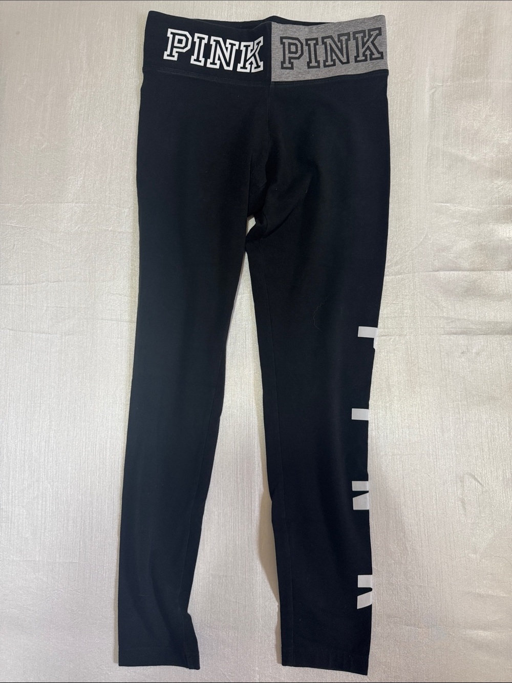 PINK Victoria's Secret Black Leggings with Gray Branded Waistband